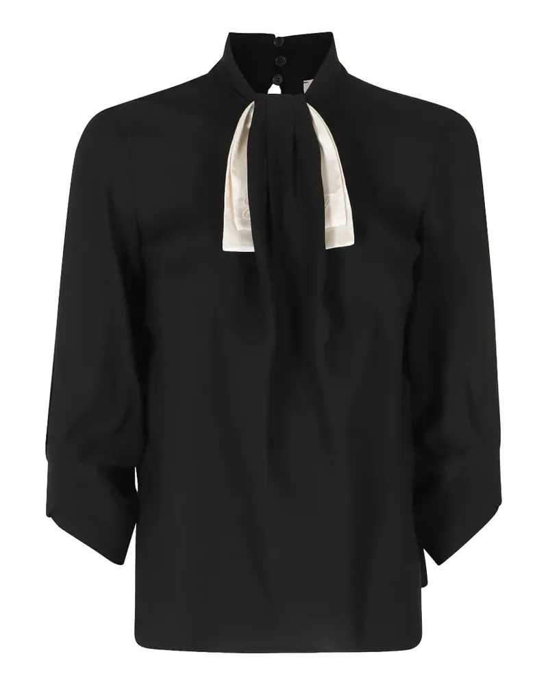 Elisabetta Franchi bow-detail high-neck blouse - Schwarz Schwarz
