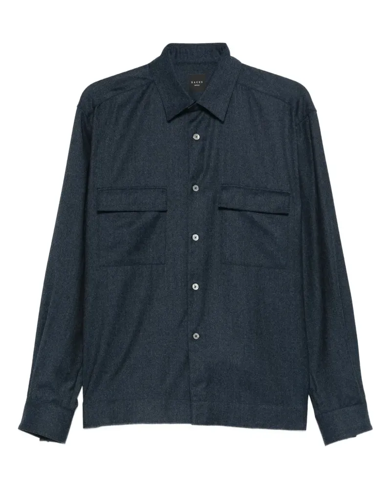 XACUS pocket-chest wool shirt - Blau Blau