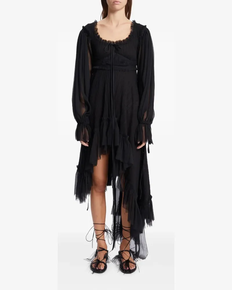 Ann Demeulemeester Giti empire ruffled asymmetric-hem dress - Schwarz Schwarz