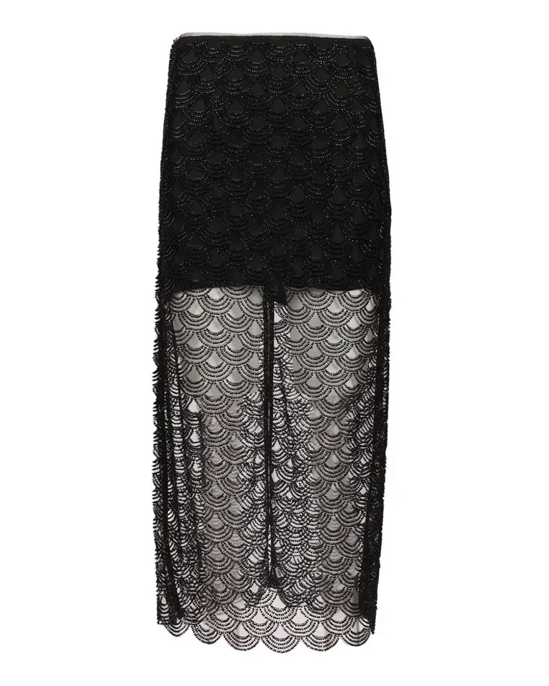 ROTATE Birger Christensen sequin-embellished scalloped-hem skirt - Schwarz Schwarz