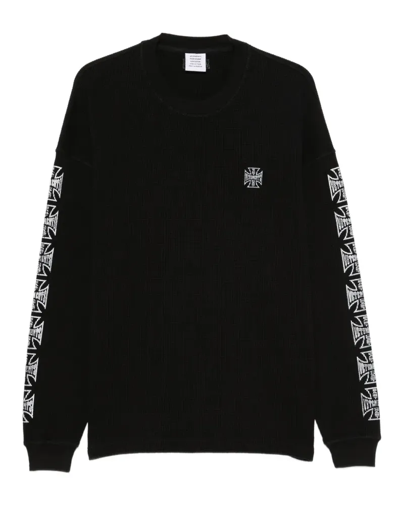 VETEMENTS T-Shirt aus Waffelstrick mit grafischem Print - Schwarz Schwarz