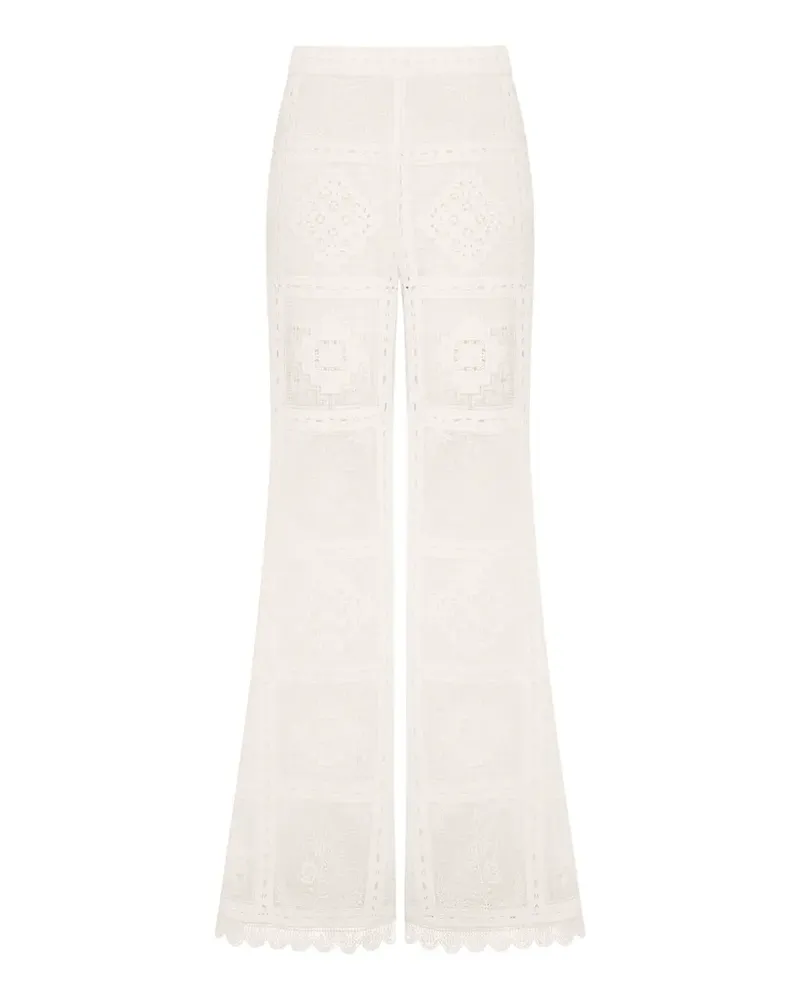 Zimmermann Aster embroidered palazzo pants - Nude Nude