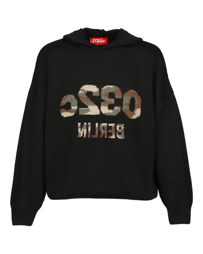 032c Selfie Hoodie mit Camouflagemuster - Schwarz Schwarz