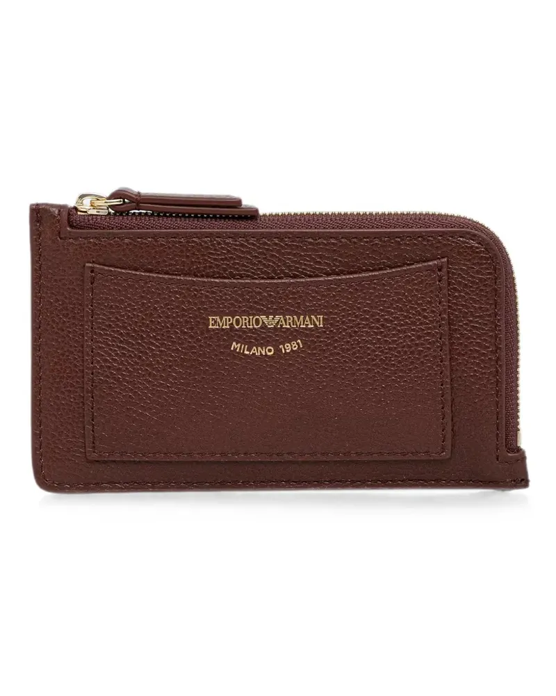 Emporio Armani logo-print pebbled-leather wallet - Braun Braun
