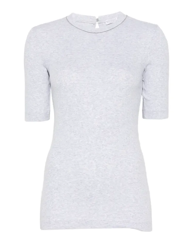 Brunello Cucinelli Monili-trim short-sleeve T-shirt - Grau Grau