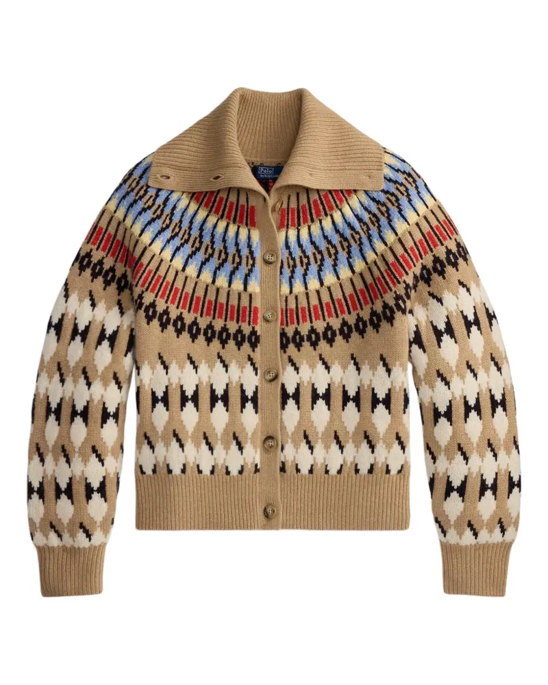 Ralph Lauren Cardigan aus Wolle und Kaschmir mit Geomotiv - Nude Nude