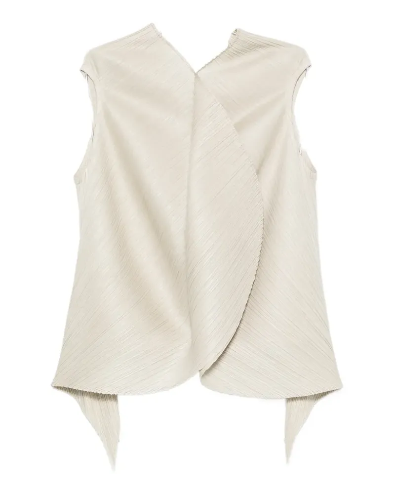 Issey Miyake plissé-effect sleeveless blouse - Nude Nude