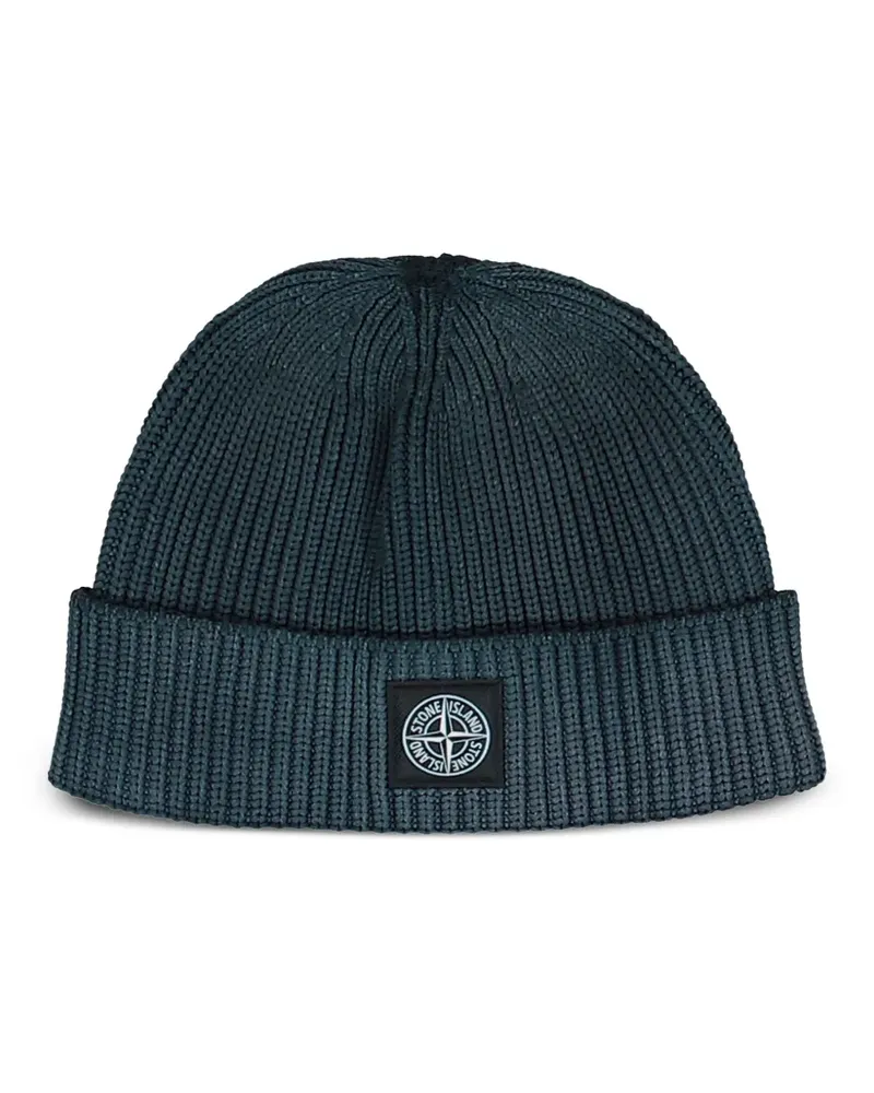 Stone Island Beanie mit Logo-Patch - Blau Blau