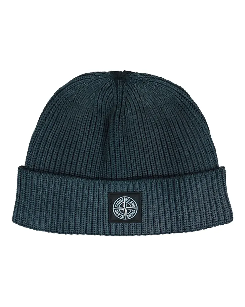 Stone Island logo-patch beanie hat - Blau Blau