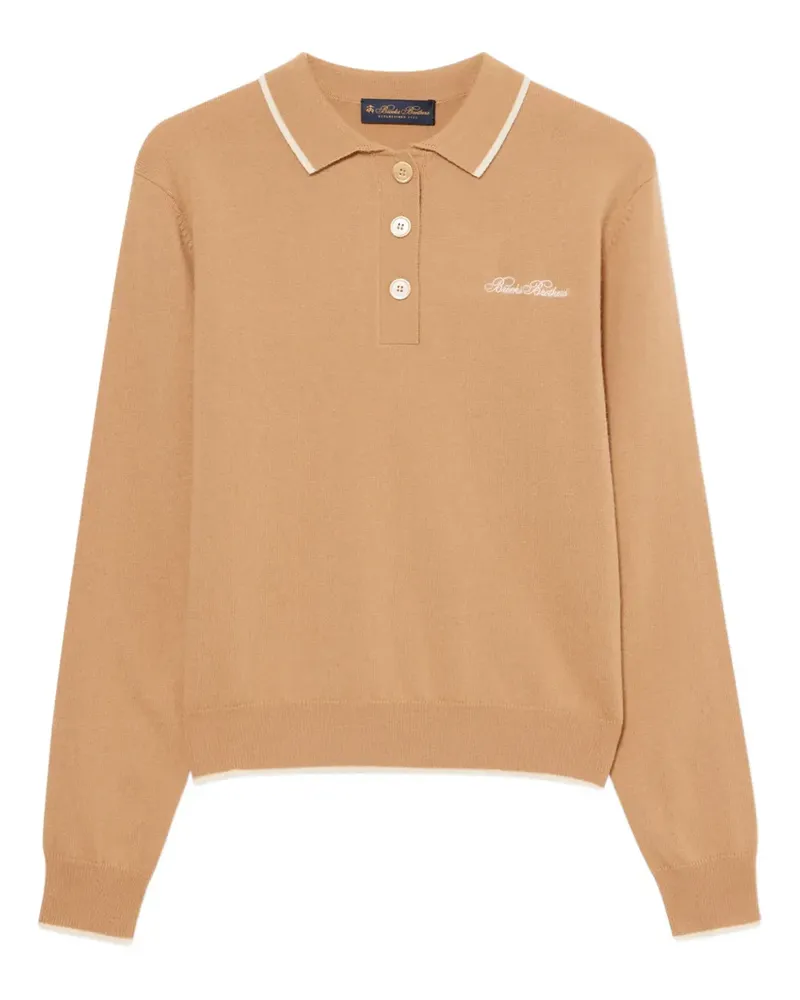 Brooks Brothers Poloshirt mit langen Ärmeln - Nude Nude