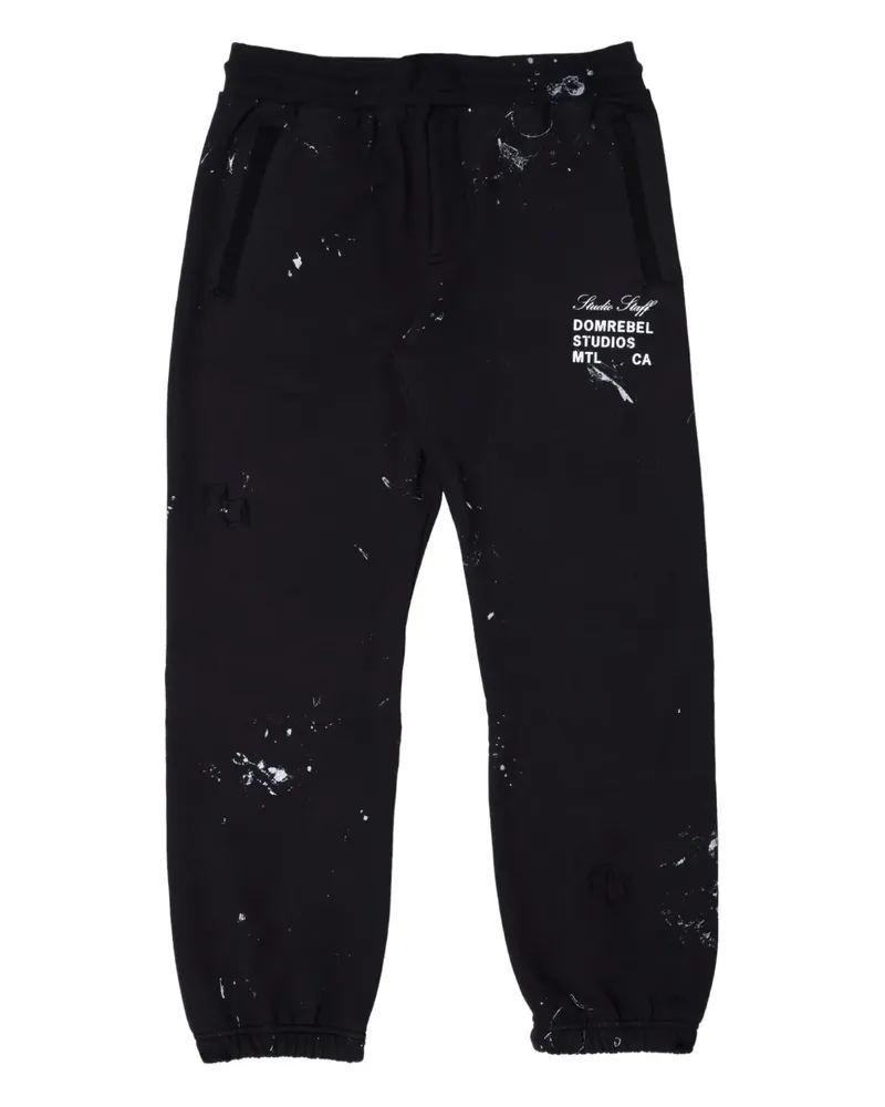 DOMREBEL Jogginghose mit Farbklecks-Print - Schwarz Schwarz