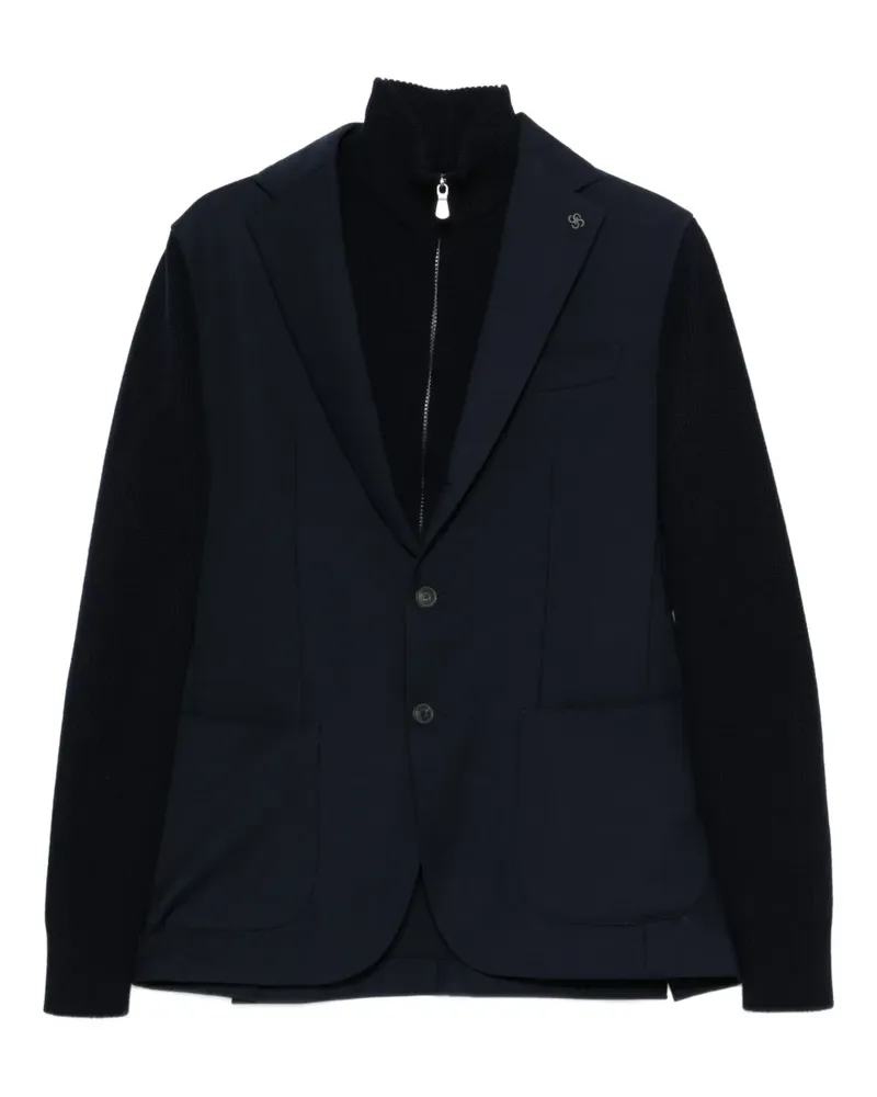 Gran Sasso x Casa Frumoasa pocket knitted-sleeve blazer - Blau Blau