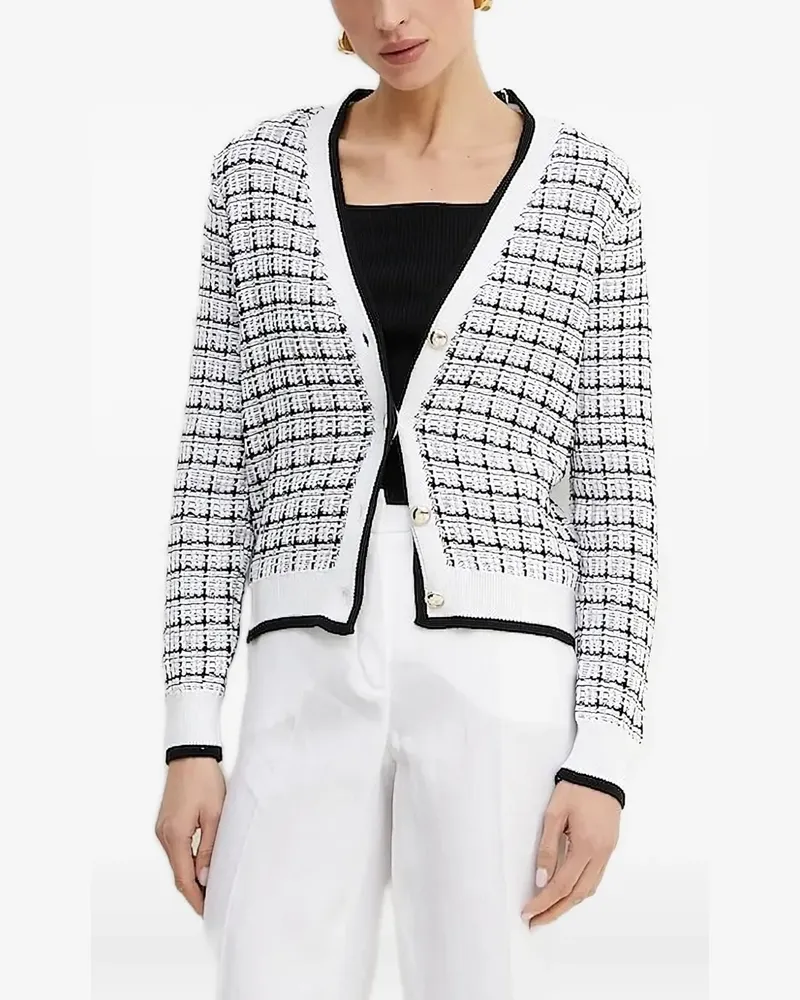 Guess Karierter Cardigan mit Knöpfen - Weiß Weiß