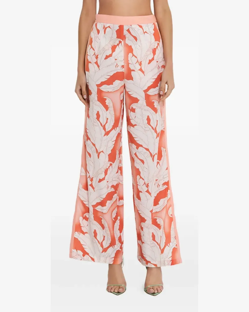 Mystique palm leaf-motif Trousers - Orange Orange