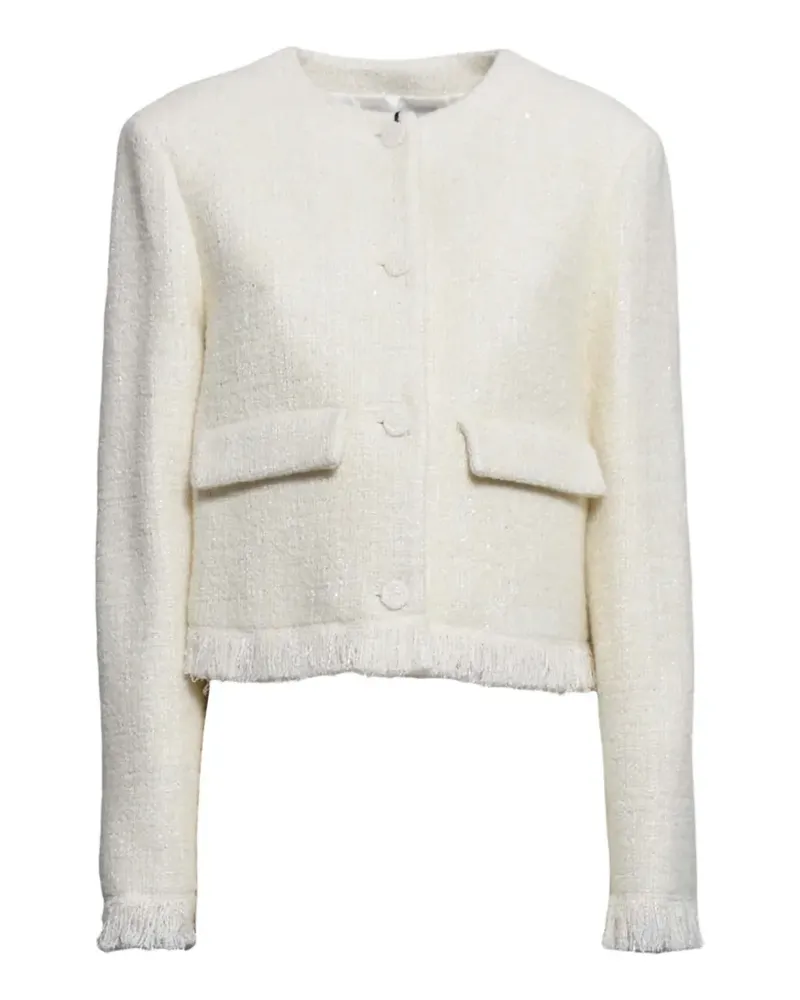 MSGM fringed flap-pockets tweed jacket - Nude Nude