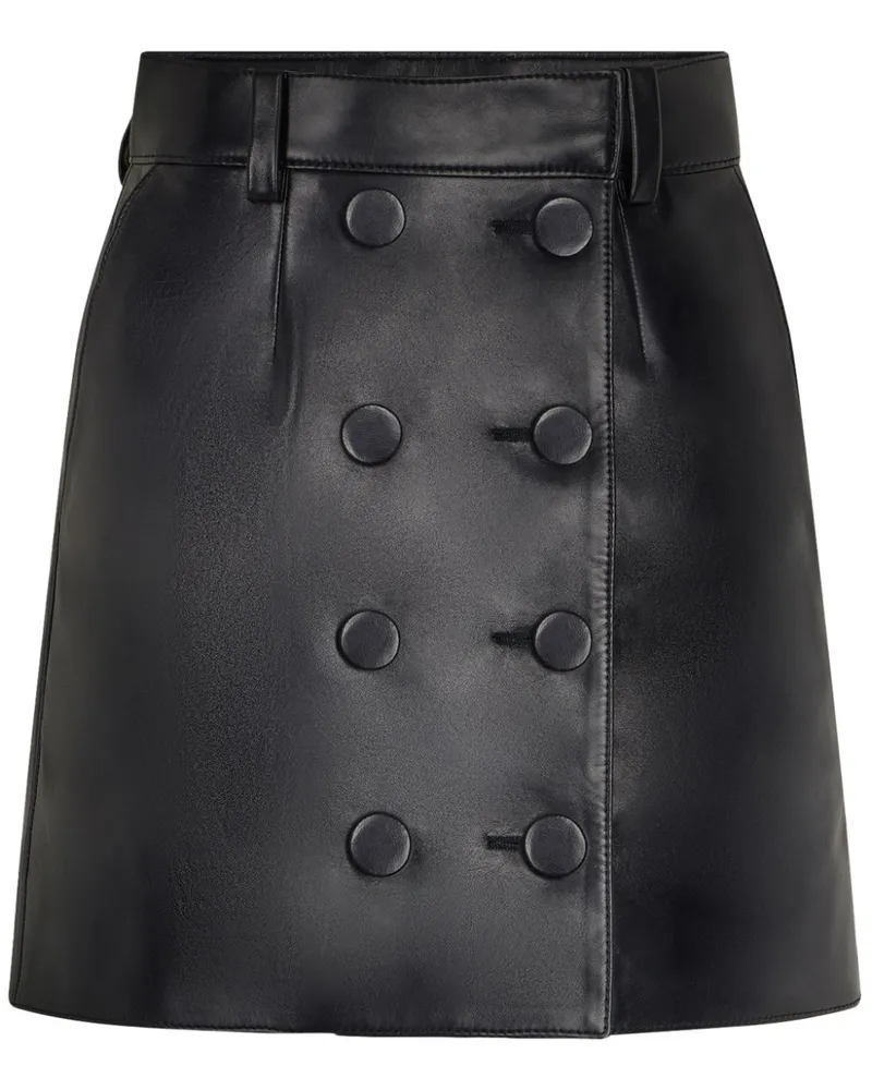 Paco Rabanne Minirock aus Leder - Schwarz Schwarz