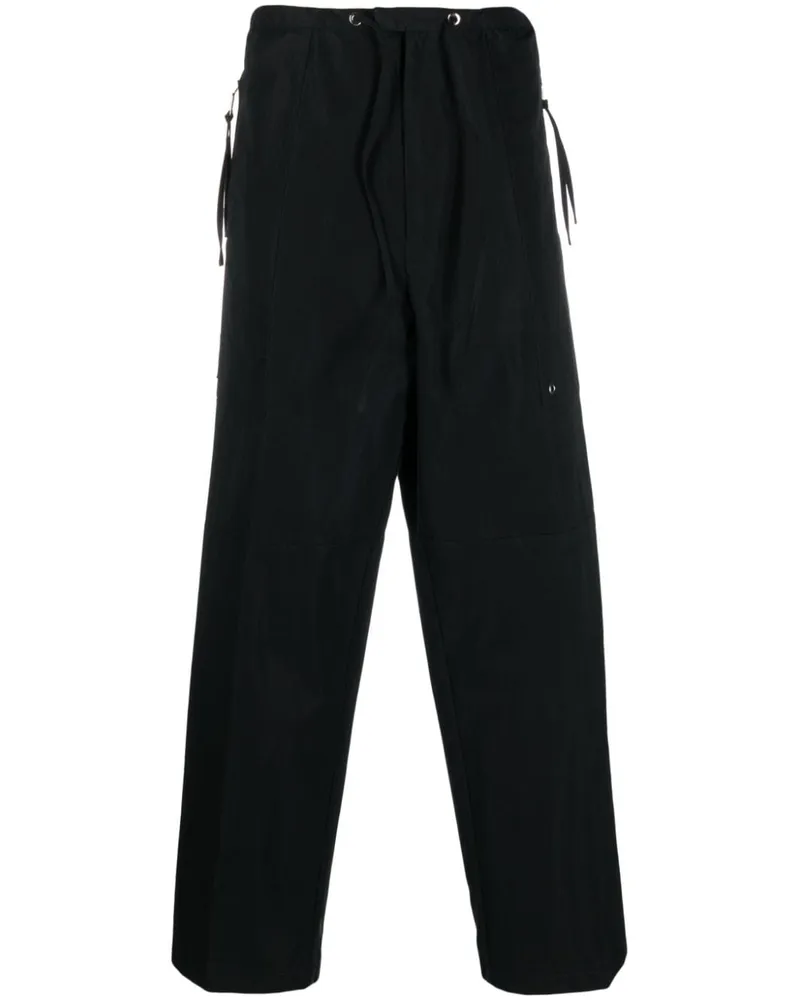 Fendi Weite Hose mit Logo-Patch - Schwarz Schwarz