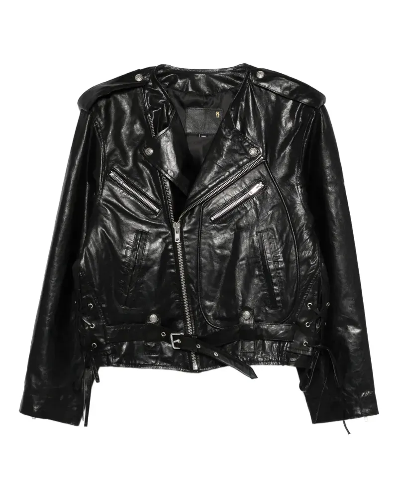 R13 zipped belted jacket - Schwarz Schwarz