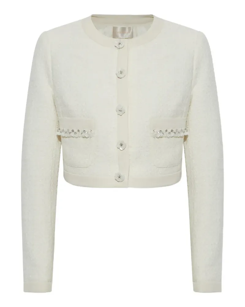 LoveShackFancy Alphie cropped tweed blazer - Nude Nude