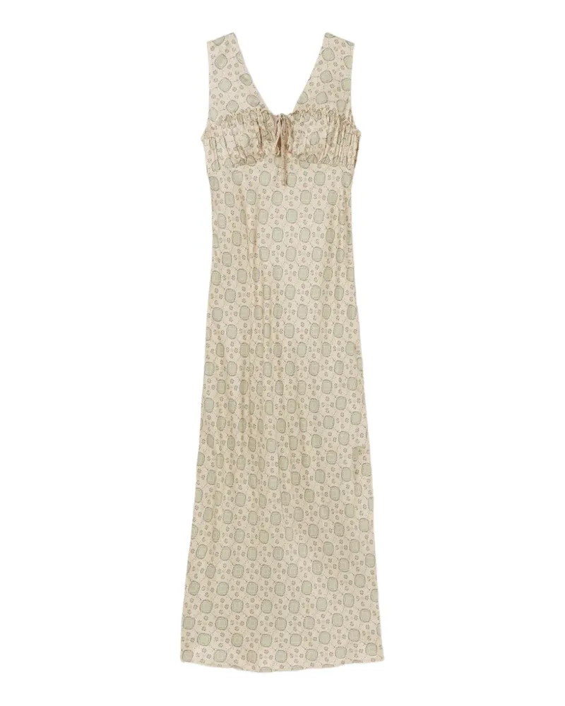 Claudie Pierlot Kleid mit Print und Kordelzugdetail - Nude Nude