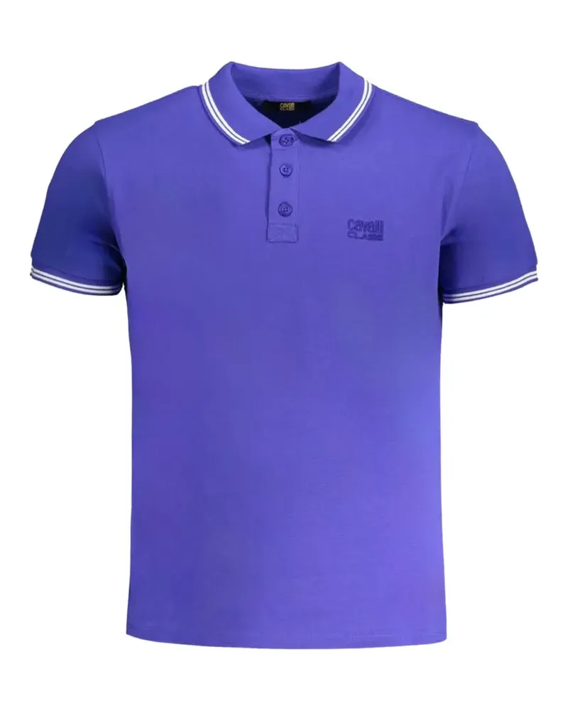 Roberto Cavalli logo-embroidered ribbed-trim polo shirt - Violett Violett
