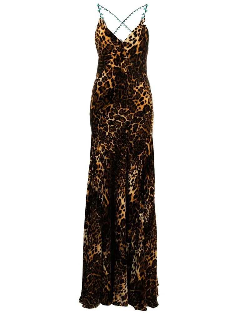 Roberto Cavalli Maxikleid mit Leoparden-Print - Nude Nude