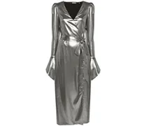 Midikleid in Wickeloptik - Silber