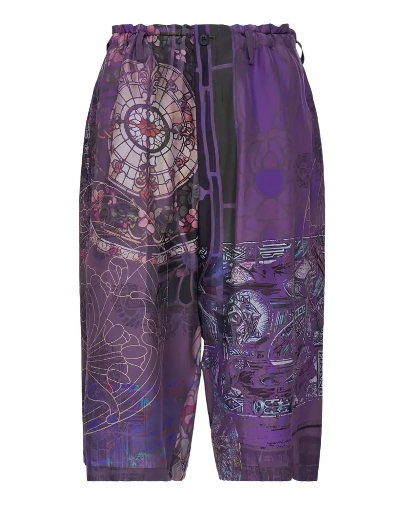 Yohji Yamamoto graphic-print silk trousers - Violett Violett