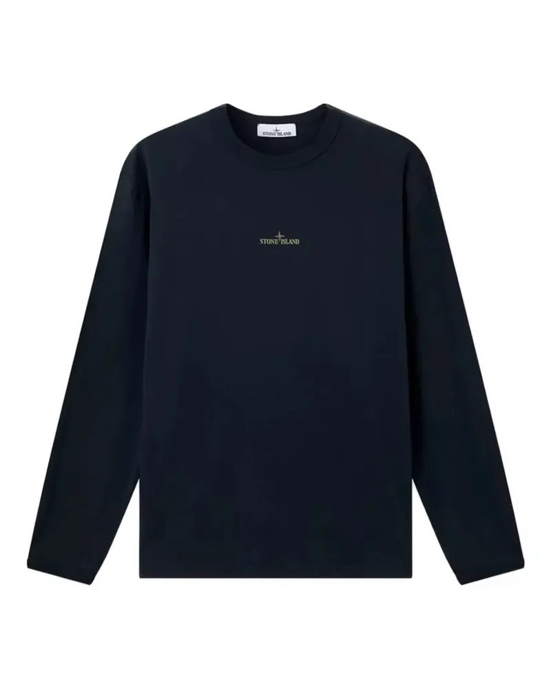 Stone Island Langarmshirt mit Logo-Print - Blau Blau