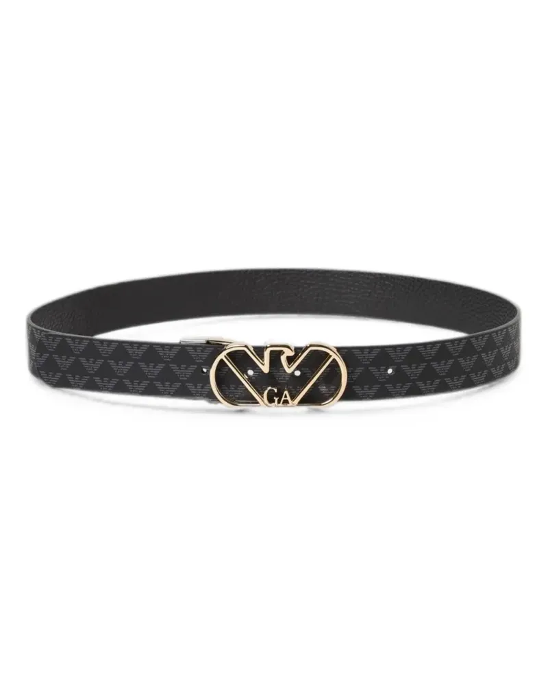 Emporio Armani reversible monogram-print belt - Schwarz Schwarz