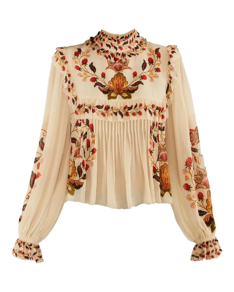FARM Rio ruffled floral blouse - Nude Nude