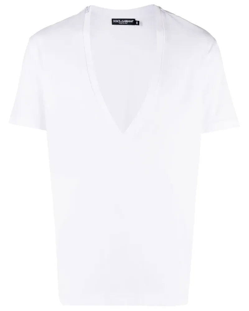 Dolce & Gabbana T-Shirt mit tiefem V-Ausschnitt - Weiß Weiß