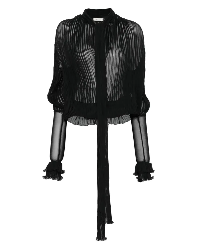 Blumarine Seidenbluse mit Falten - Schwarz Schwarz