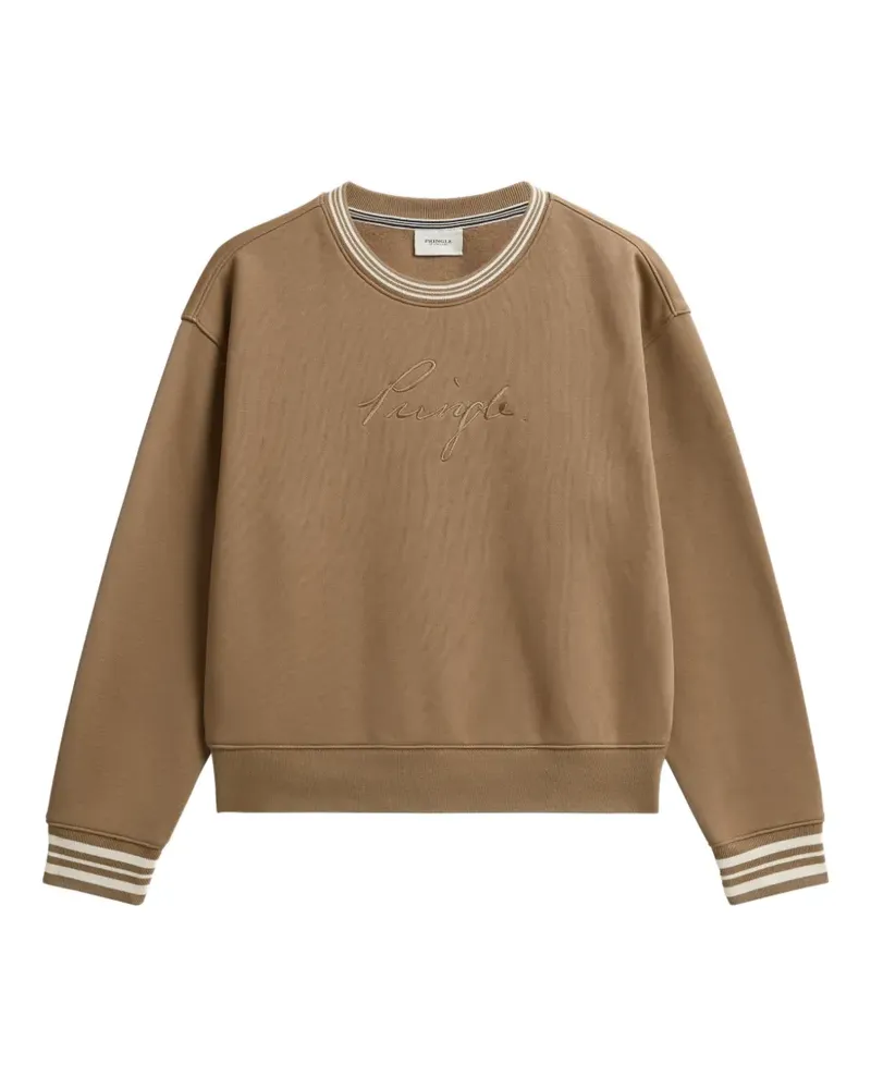 Pringle of Scotland Piqué-Sweatshirt mit Logo-Stickerei - Braun Braun