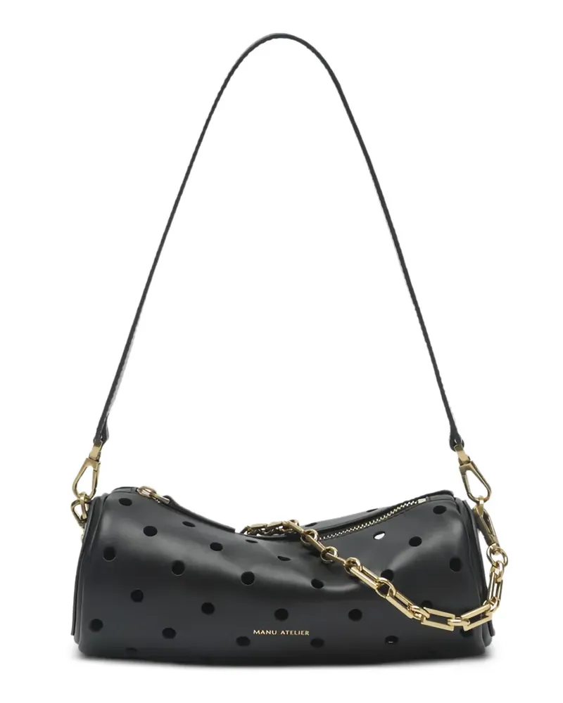 Manu Atelier Perforierte Mini Cylinder Schultertasche - Schwarz Schwarz