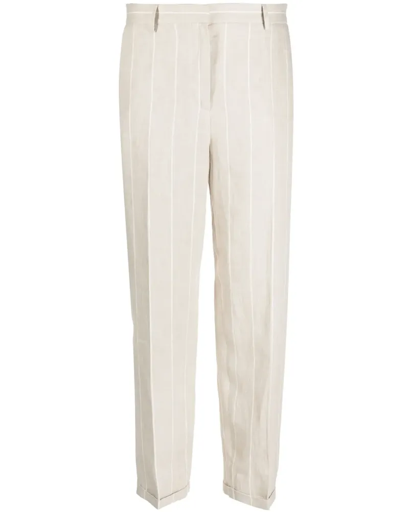 Antonelli Firenze Gerade Leinenhose mit Streifen - Nude Nude