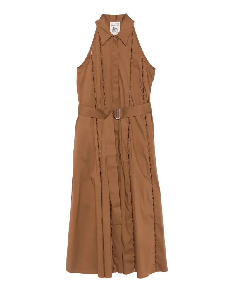 Semicouture Myrtie ladder-stitch belted dress - Braun Braun