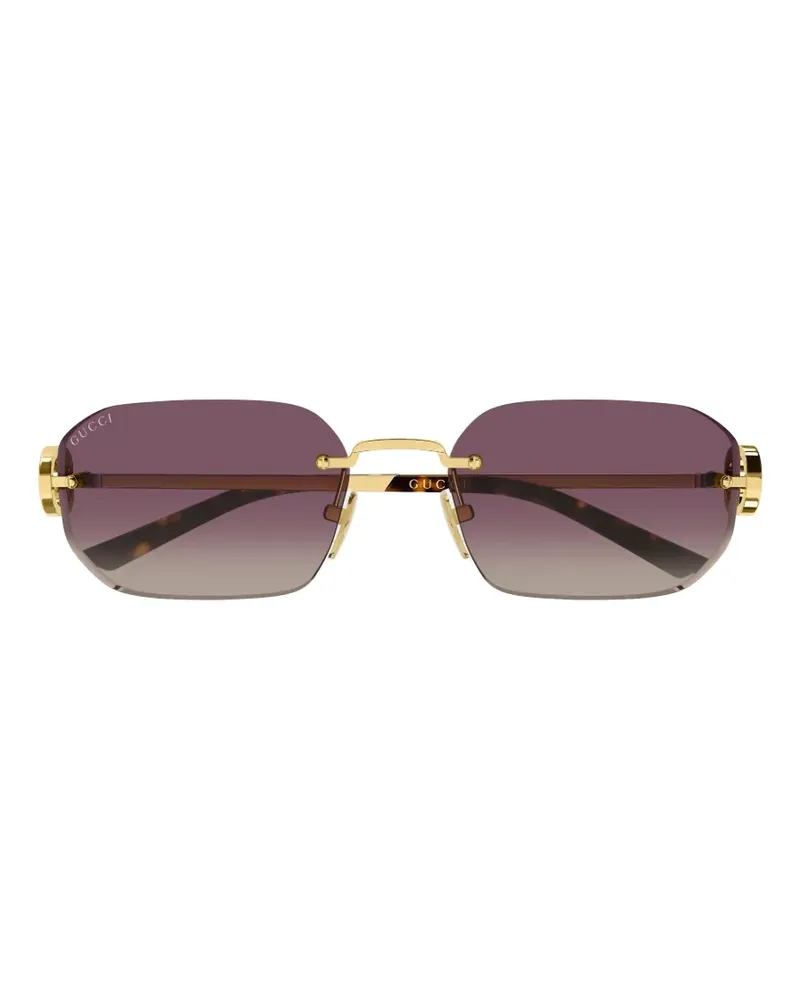 Gucci Eckige Sonnenbrille mit Logo - Gold Gold