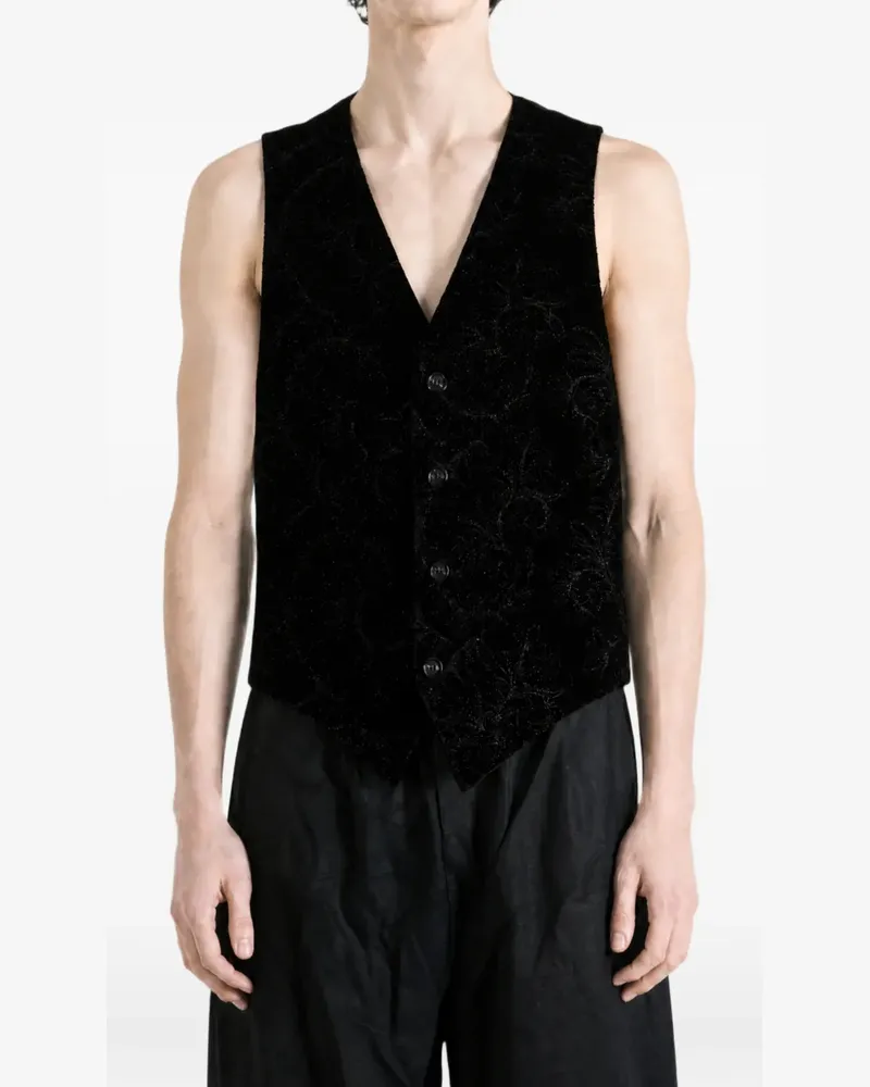 Ann Demeulemeester Weste mit Blumen-Jacquardmuster - Schwarz Schwarz