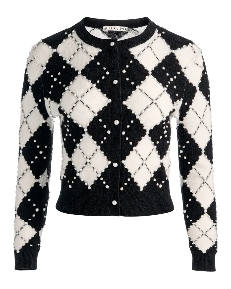 Alice + Olivia Carolee Cardigan mit Argyle-Muster - Schwarz Schwarz