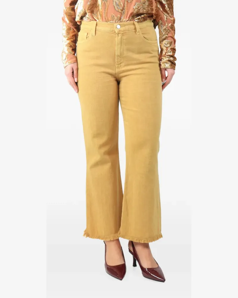 J Brand fringed-hem straight-leg denim jeans - Gelb Gelb