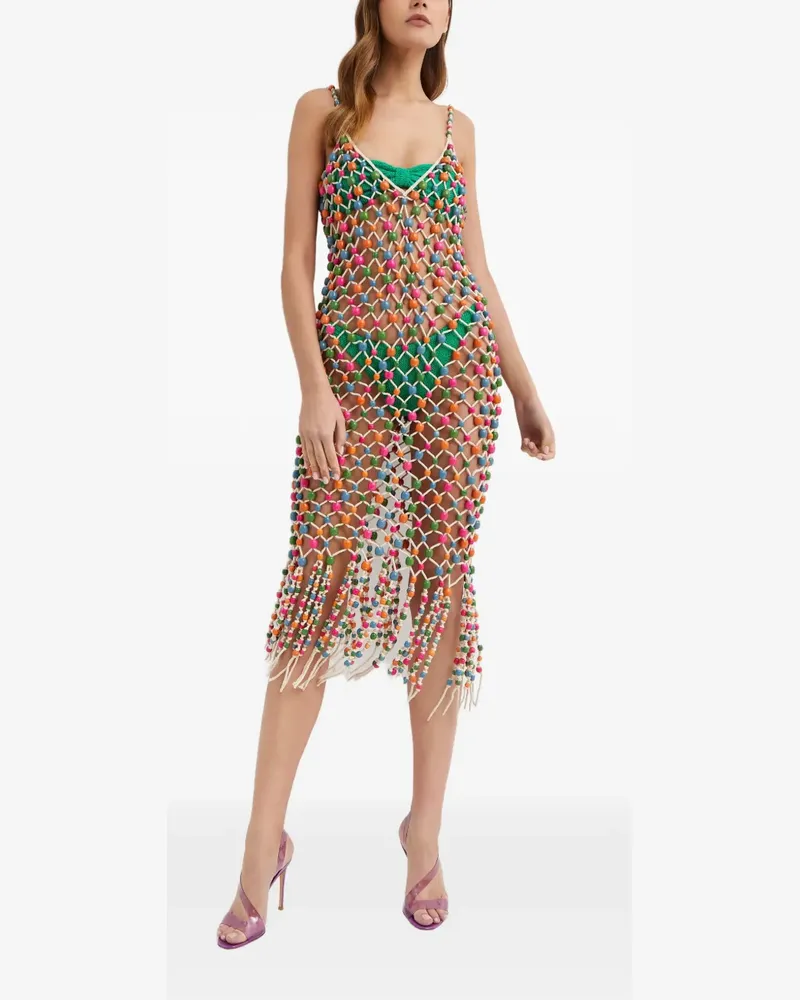 Retrofête Calypso Strand-Midikleid mit Perlen - Nude Nude