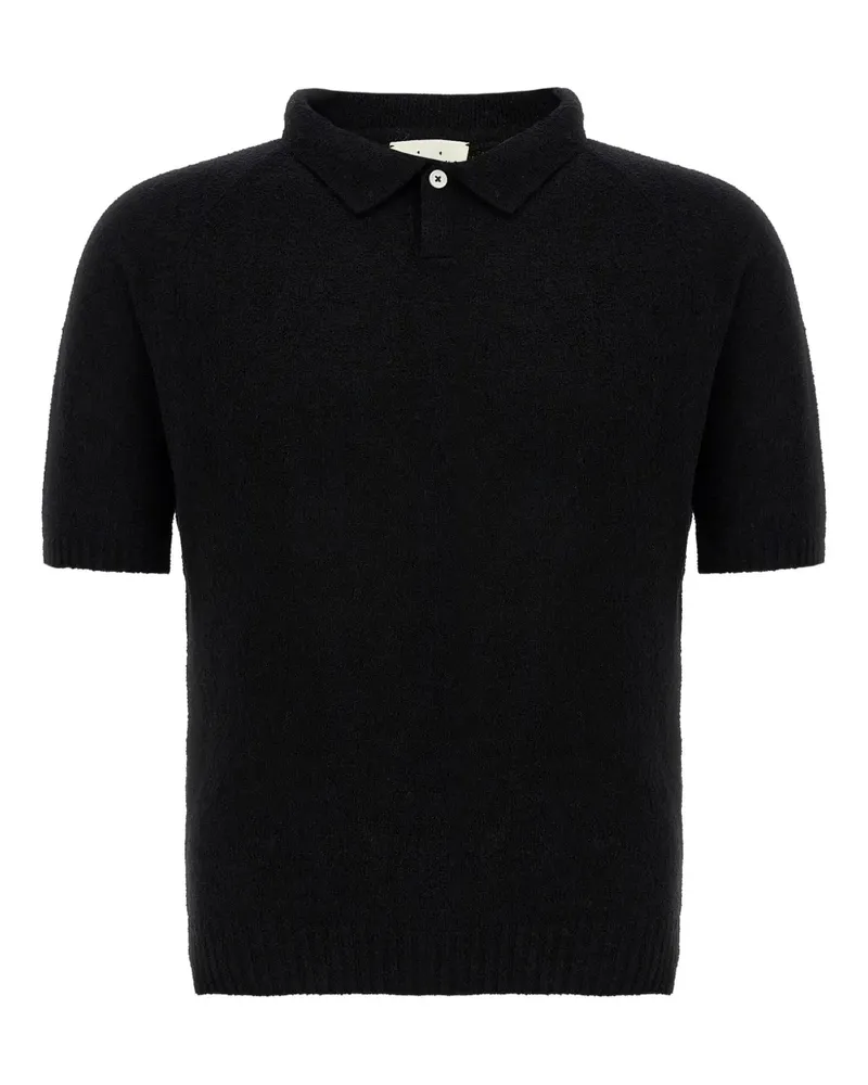 MA'RY'YA Poloshirt mit geripptem Saum - Schwarz Schwarz