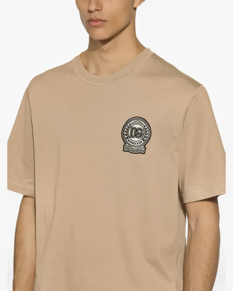 Dolce & Gabbana T-Shirt mit DG-Stickerei - Nude Nude