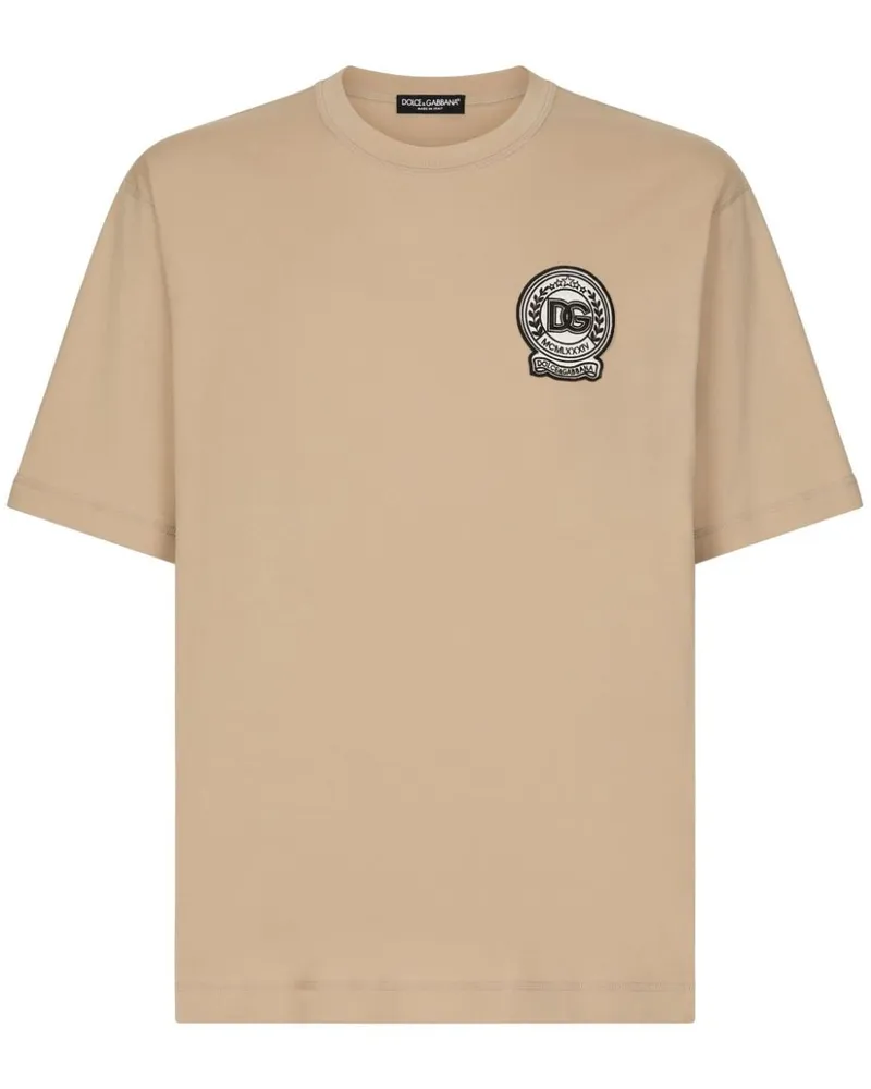 Dolce & Gabbana T-Shirt mit DG-Stickerei - Nude Nude