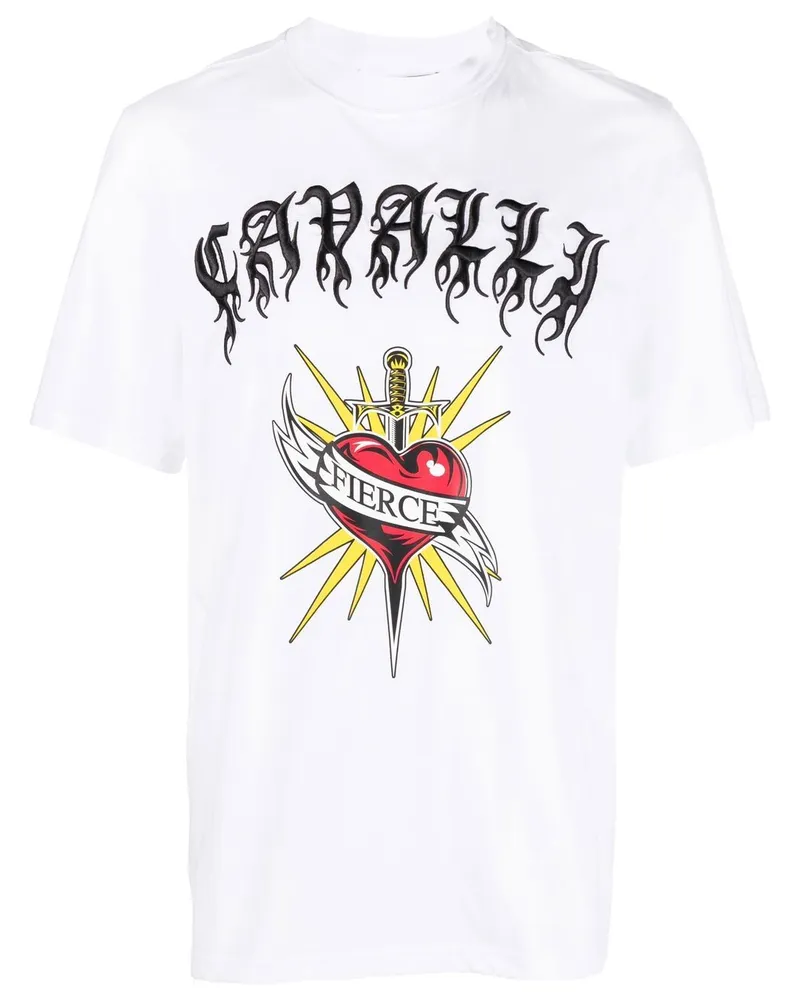 Roberto Cavalli T-Shirt mit Fierce-Print - Weiß Weiß