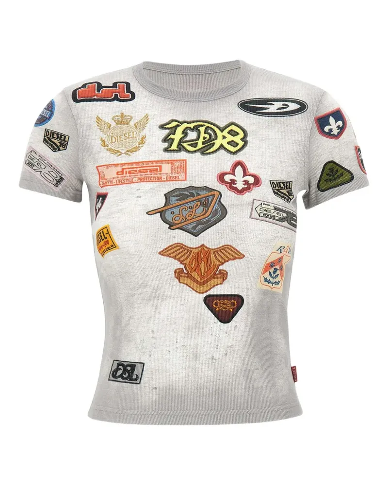 Diesel T-Shirt mit Patch-Print - Grau Grau
