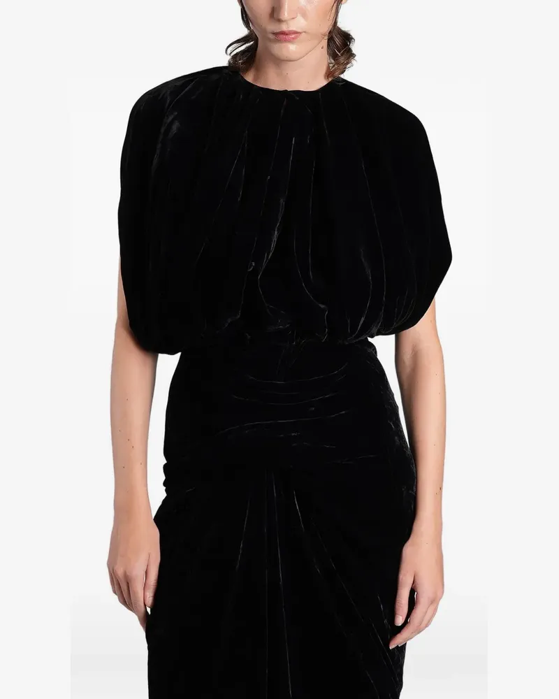 Rick Owens Gerafftes Samtkleid - Schwarz Schwarz