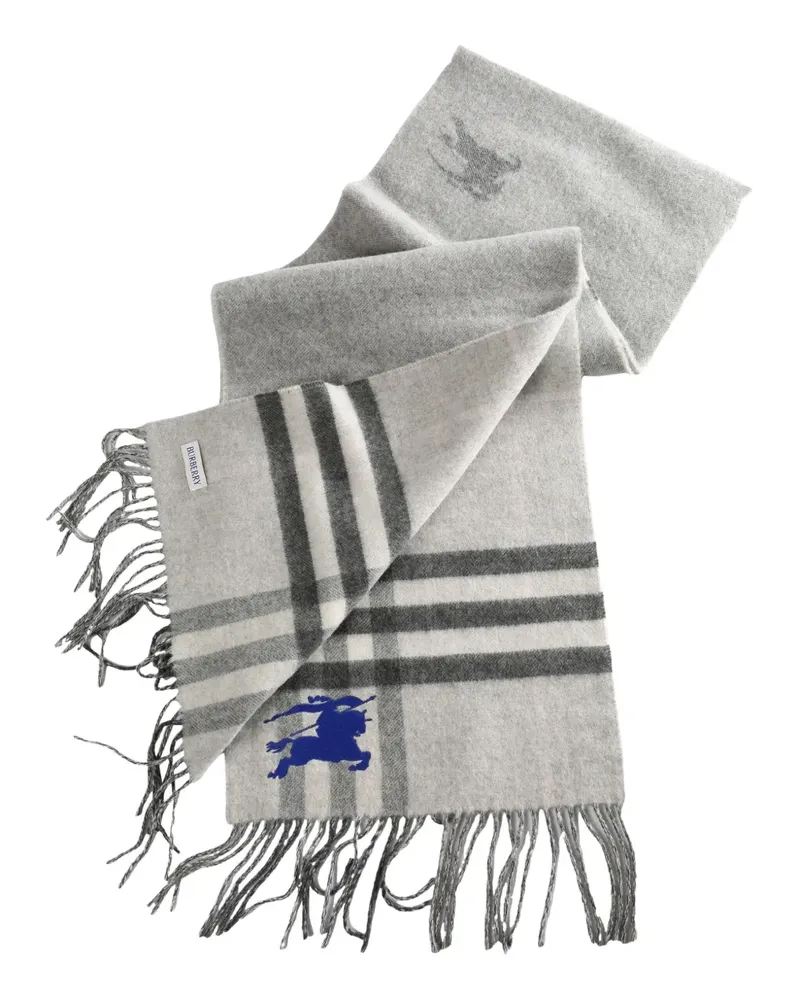 Burberry check-pattern fringed scarf - Grau Grau