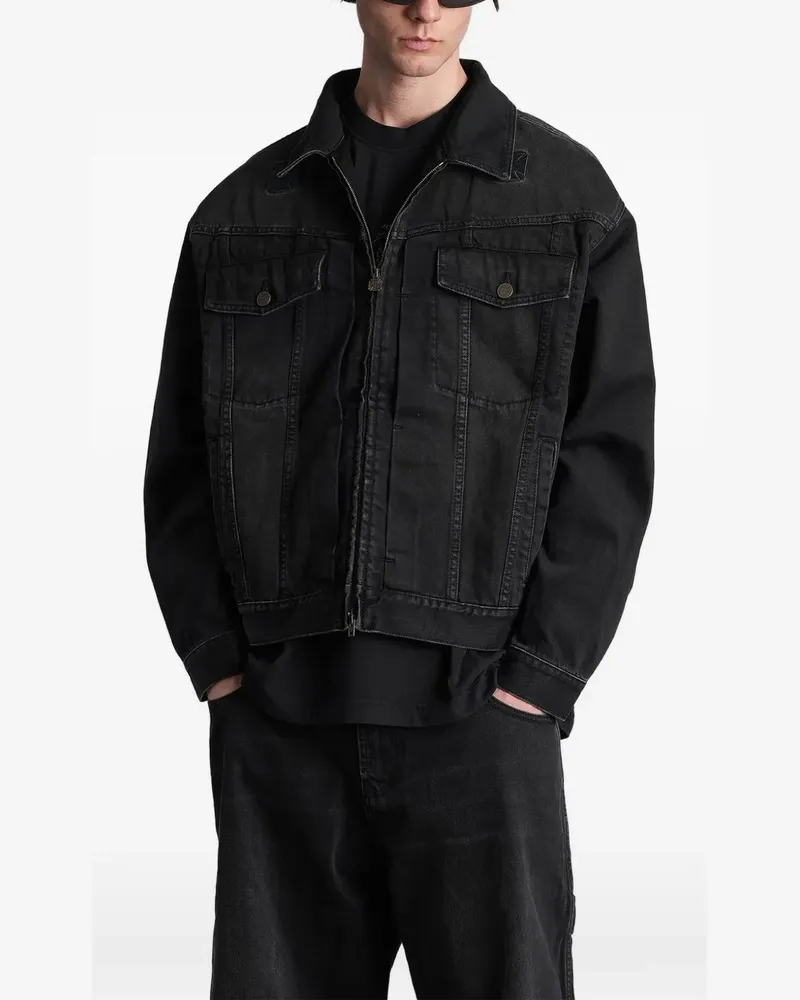 VETEMENTS zip-up denim jacket - Schwarz Schwarz